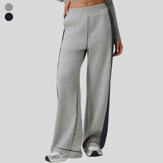 Color-blocked wide-leg casual sweatpants