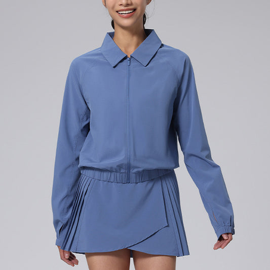 Chaqueta de tenis de manga larga de collar de polo