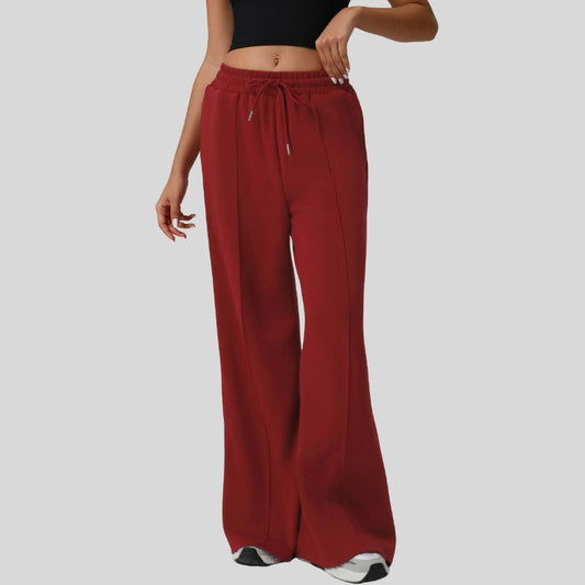 High-waisted drawstring wide-leg sweatpants