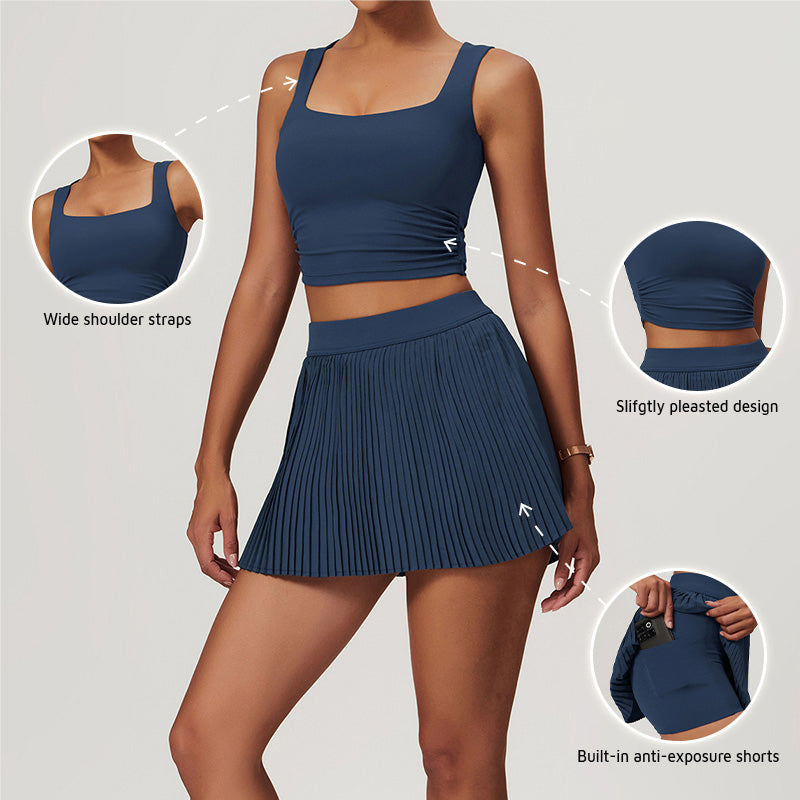 Skinny Breathable Yoga Tank Top + Skirts 2-Piece Set
