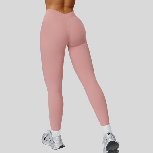 High-waisted V-neck leggings at the back