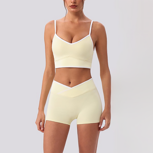 Wholesale Women's Spaghetti Strap Sports Bra & Shorts Set – Naked-Feel Yoga 2-Piece Gym Set