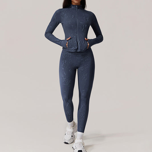 Wholesale women's slim-fit jacket + athletic leggings