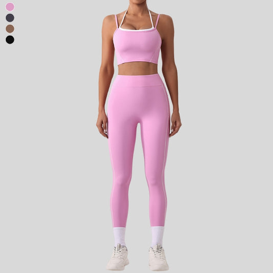 Faux two-piece bra + A-line skirt 2-piece set