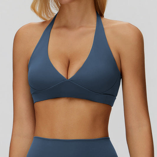 Halter back sports bra