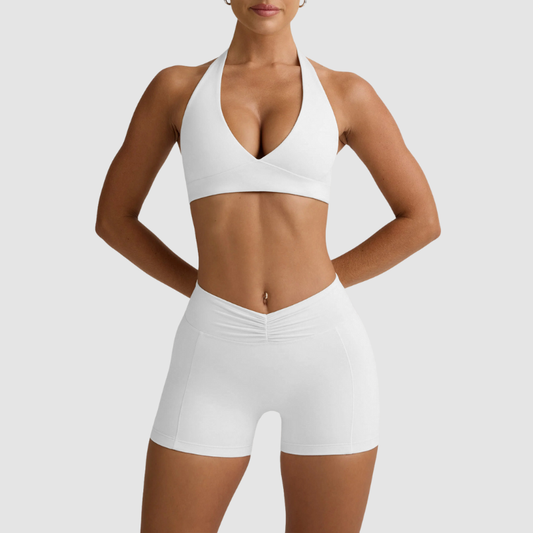 Wholesale backless sports bra + quick drying shorts