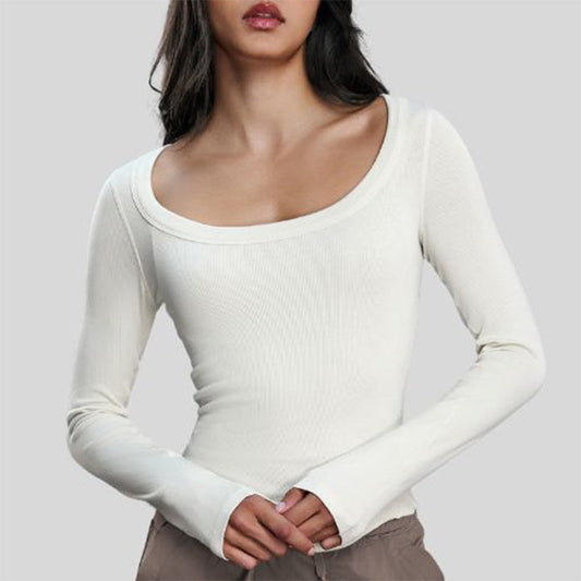 Off-the-shoulder long-sleeved top