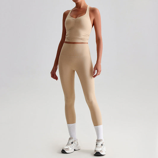 Halter Yoga Tank Top & High-waisted leggings 2-piece Set