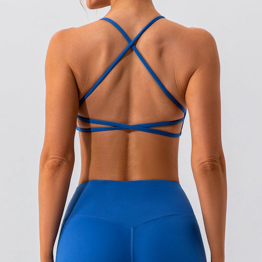 Thin shoulder strap cross back sports bras