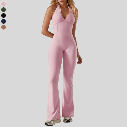 Jumpsuit with sleeveless back and hollow