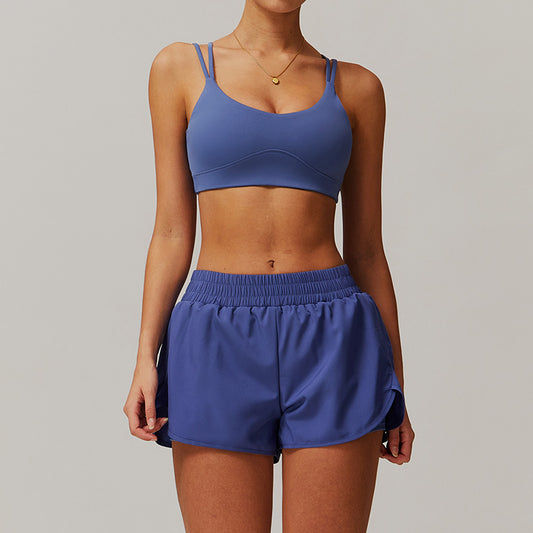 Cross Back Yoga Sports BH+Pocket Fitness Yoga Shorts