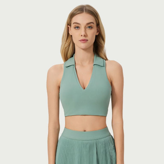 Wholesale POLO backless sports bra with perforated design