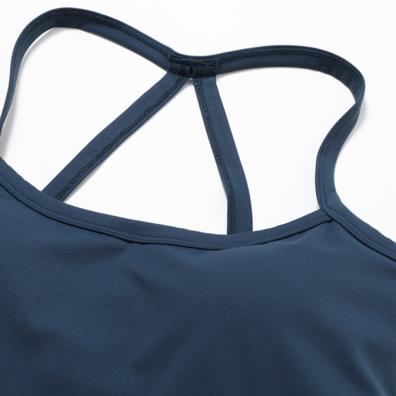 Brushed cross back yoga tank top + High-waisted shorts 2-piece set