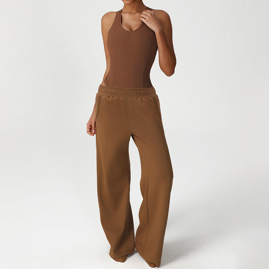 Cross Back Bodysuit + Wide Leg Pants 2-Piece Set
