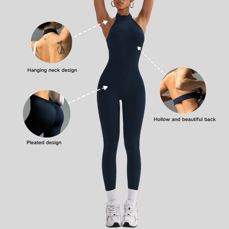 Halter neck and backless jumpsuit