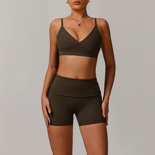 V-shape neck and thin straps sports bras