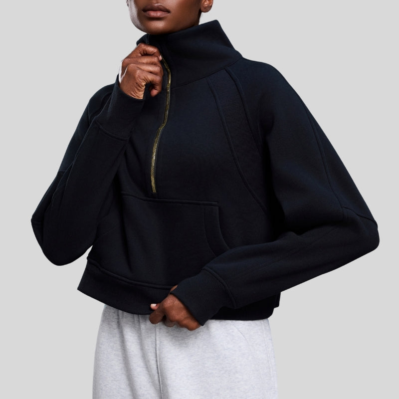 Half-Zip Stand Collar Fleece Sweatshirt