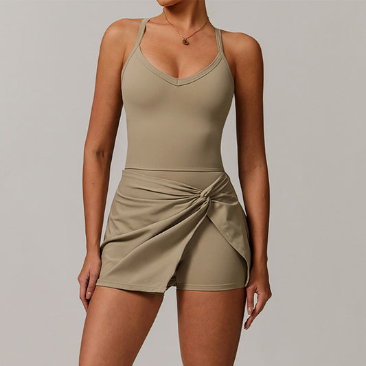 Cross back bowknot Golf And Tennis Dress