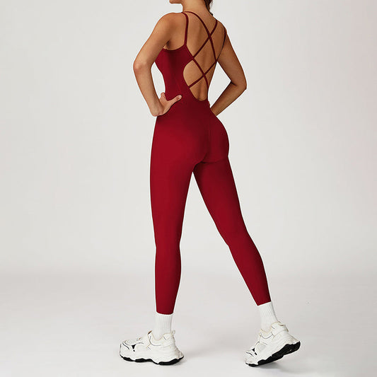 Cross-back ONE-PIECE HIP LIFTING SPORTS AND FITNESS SET