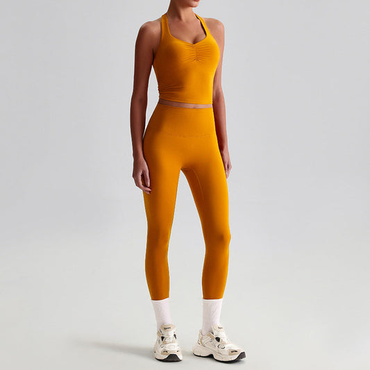 Halter Yoga Tank Top & High-waisted leggings 2-piece Set