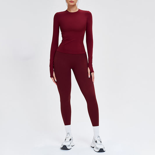 Wholesale solid color long-sleeved top + leggings