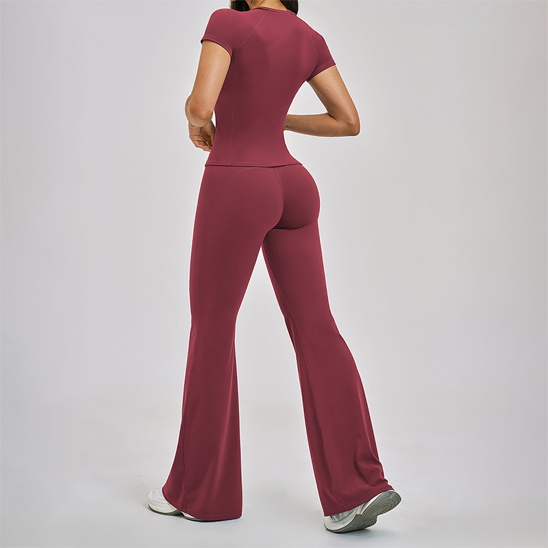 Wholesale Round Neck Short Sleeve Tank Top+High Waist pants 2-piece Set