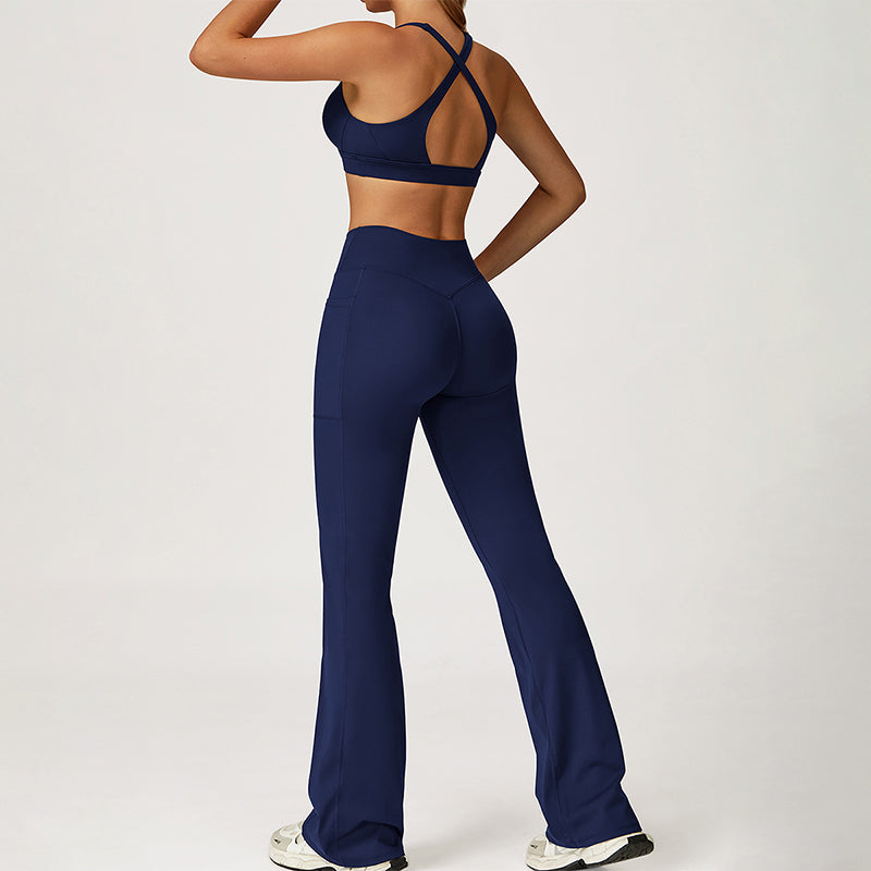 SPORTS BRA +Slim-fit athletic flare pants