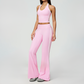 Wholesale Women's Bare-Feel Color-Block Tank Top & High waisted flared pants Set
