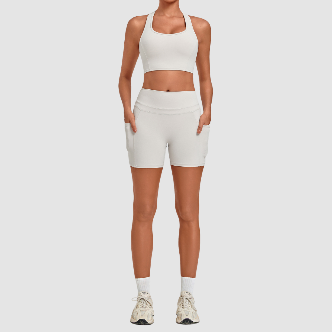 Wholesale Women’s Racerback Sports Bra & High-Waist Biker Shorts Yoga Set