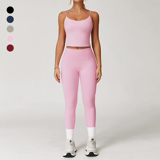 Brushed Thin straps tank top + High-Waist leggings 2-Piece Set