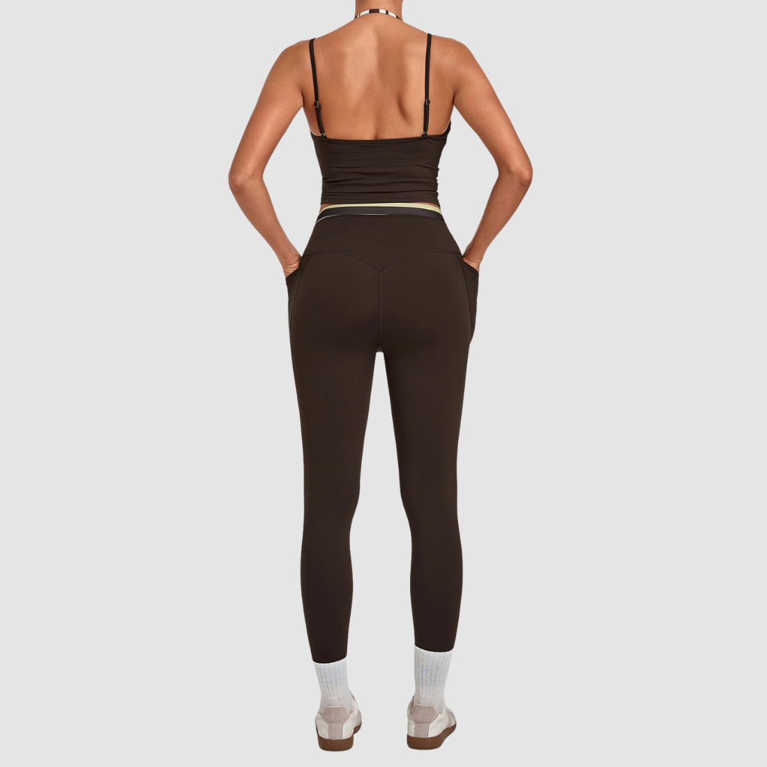 Wholesale Women's Retro Print Yoga Fake Two-Piece Vest+Flared-Leg Pants Set