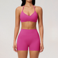 Wholesale Women's Halter Neck Sports Bra & High-Waist Booty Shorts Set – Seam-Detail Quick-Dry 2-Piece Yoga Set