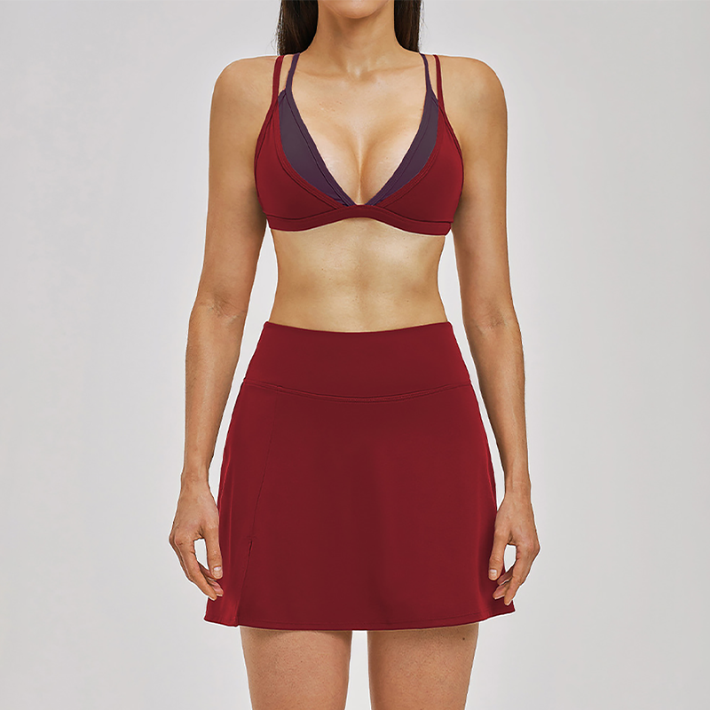 Naked and beautiful back bra + anti glare two-piece skirt 2-piece set