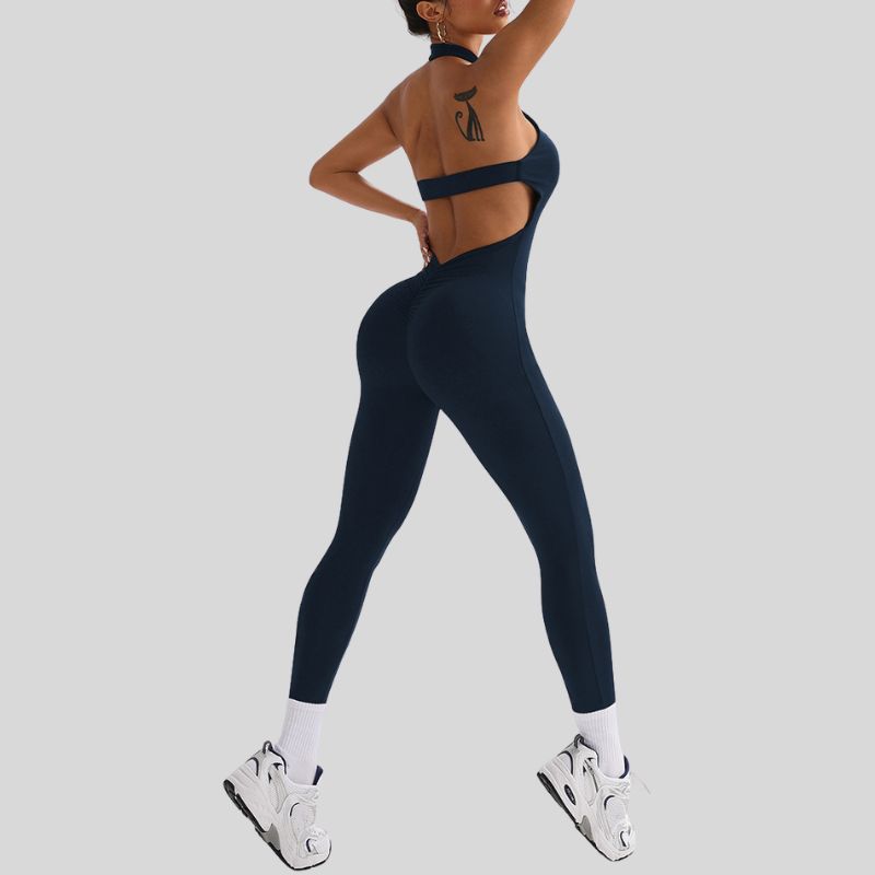 Halter neck and backless jumpsuit