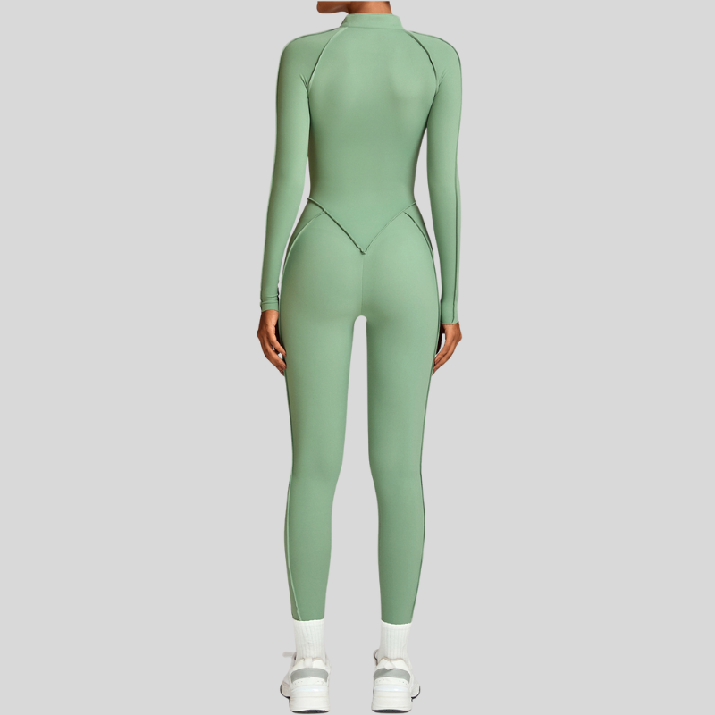 Stand-up collar zipper jumpuit