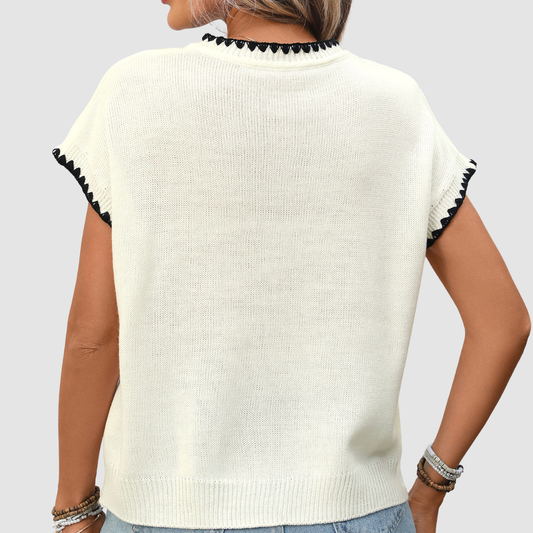 Wholesale Women's Sweaters – Crochet Round-Neck Short Sleeve Pullover