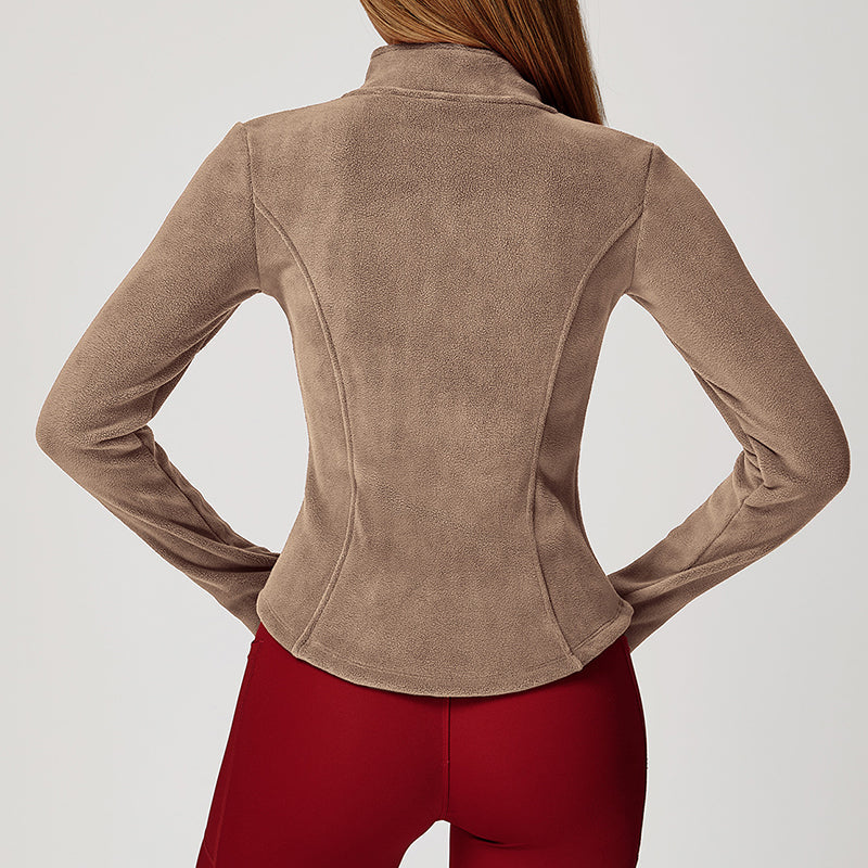 Shearling outdoor high-neck slim-fit warm jacket