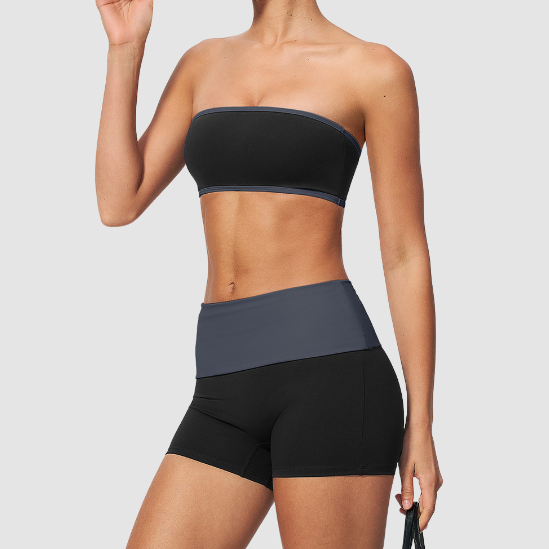 Wholesale Bandeau Contrast Color Yoga Set – Hip Lifting Fitness Outfit