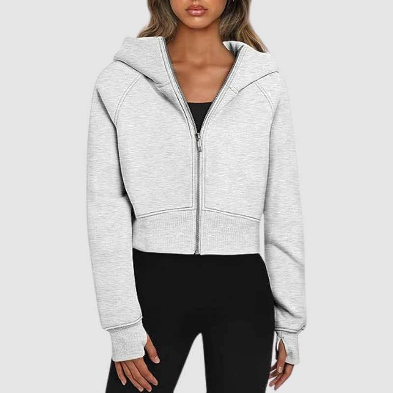 Wholesale Cropped Zip Up Hoodie
