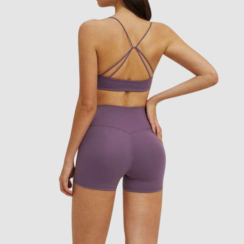Wholesale thin-strap sports bra + shorts 2-piece set