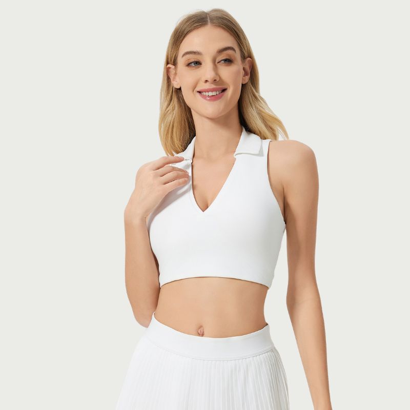 Wholesale POLO backless sports bra with perforated design