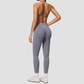 Wholesale Women's Seamless Yoga Set: Strappy Sports Bra & Leggings – High-Stretch w/ Chest Pad