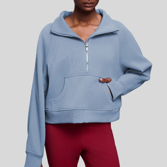 Wholesale Half-Zip Stand Collar Fleece Sweatshirt | Wonderxfans bulk activewear