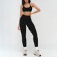 Halter-neck open-back sports bra + high-waisted leggings 2-piece set