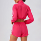 Wholesale Zebra striped zip-up long-sleeved jacket + high-waisted athletic shorts (Pre-sale)