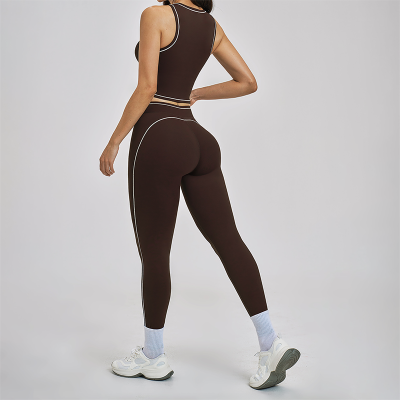 Wholesale Color Block Yoga Halter Vest + legging 2-Piece Set