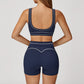Contrasting Color Sports Bra + high waist shorts 2-piece set