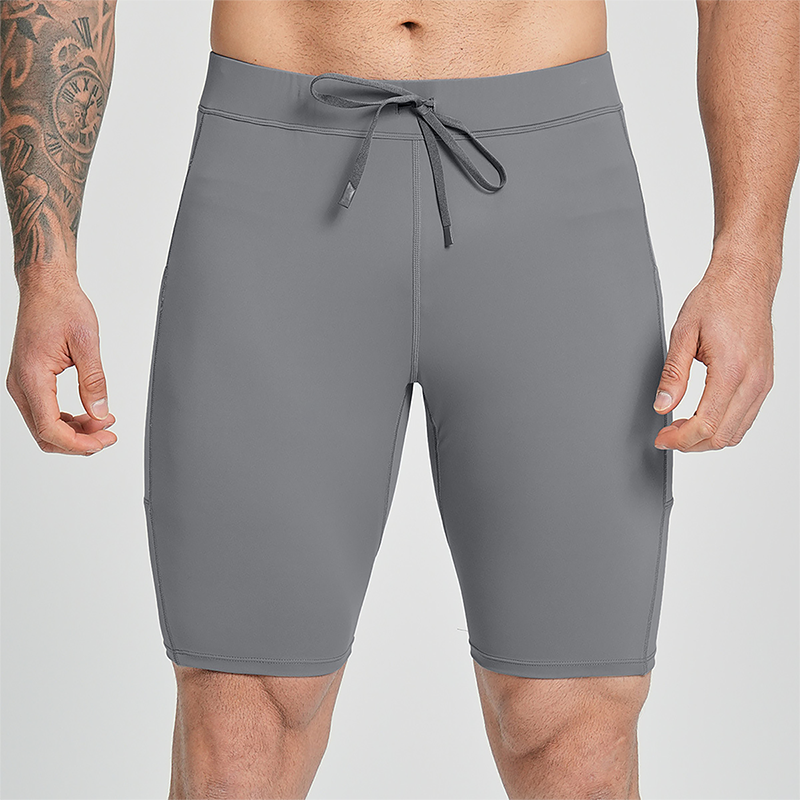 Wholesale Men's High-Waist Compression Shorts – Tummy Control Double-Layer Gym Shorts