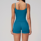 Wholesale Seam-Detail Racerback Tank Top & High-Waist Biker Shorts Set – Brushed Yoga 2-Piece