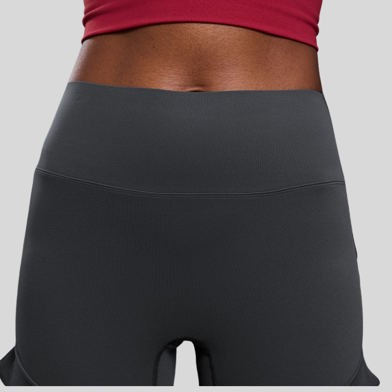 High-waisted cargo pocket flared pants